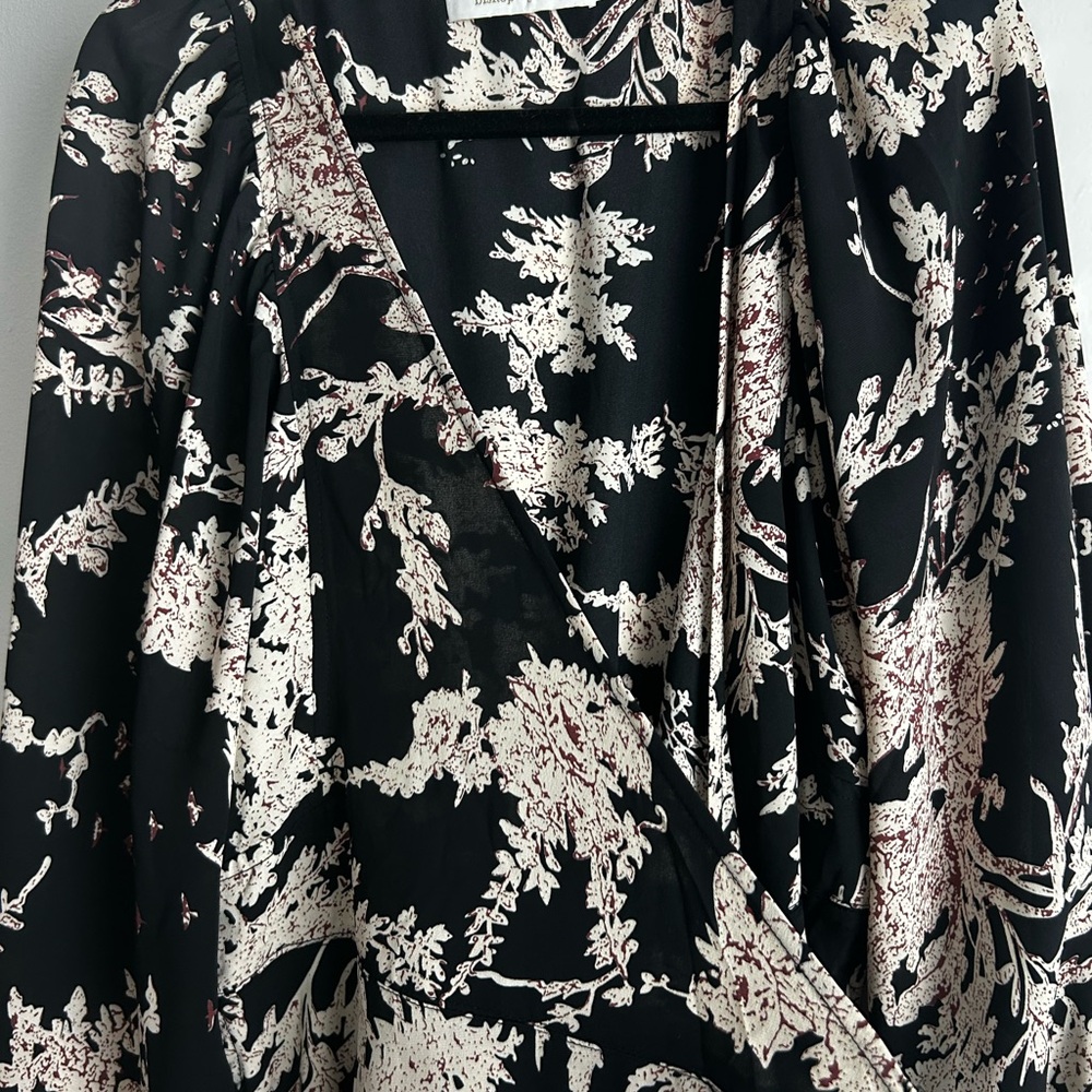 Floral Wrap Dress in Black and White
